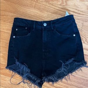 Zara high waisted black denim shorts brand new